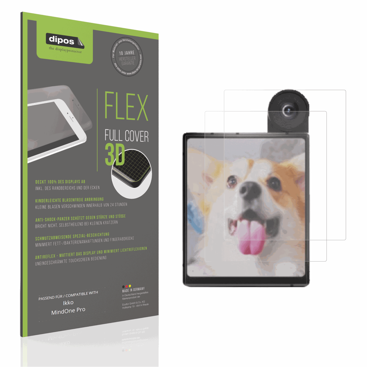 Matte Displayschutzfolie von dipos passend für ikkomindone pro, 100% Displayabdeckung und blasenfreie Montage