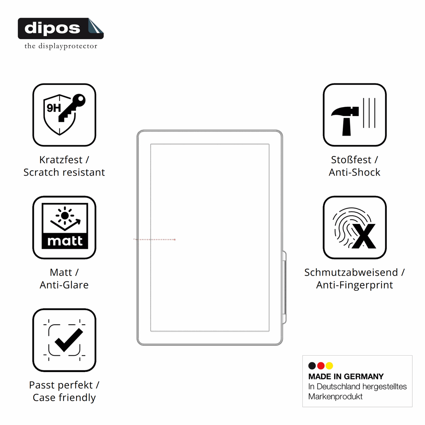 2x Screen Protector for IMIN D1 10.1 Zoll matte Flexible Glass 9H dipos