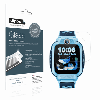 Klare Displayschutzfolie von dipos passend für Imoo Watch Phone Z3, 9H kratzfest und blasenfrei montiert