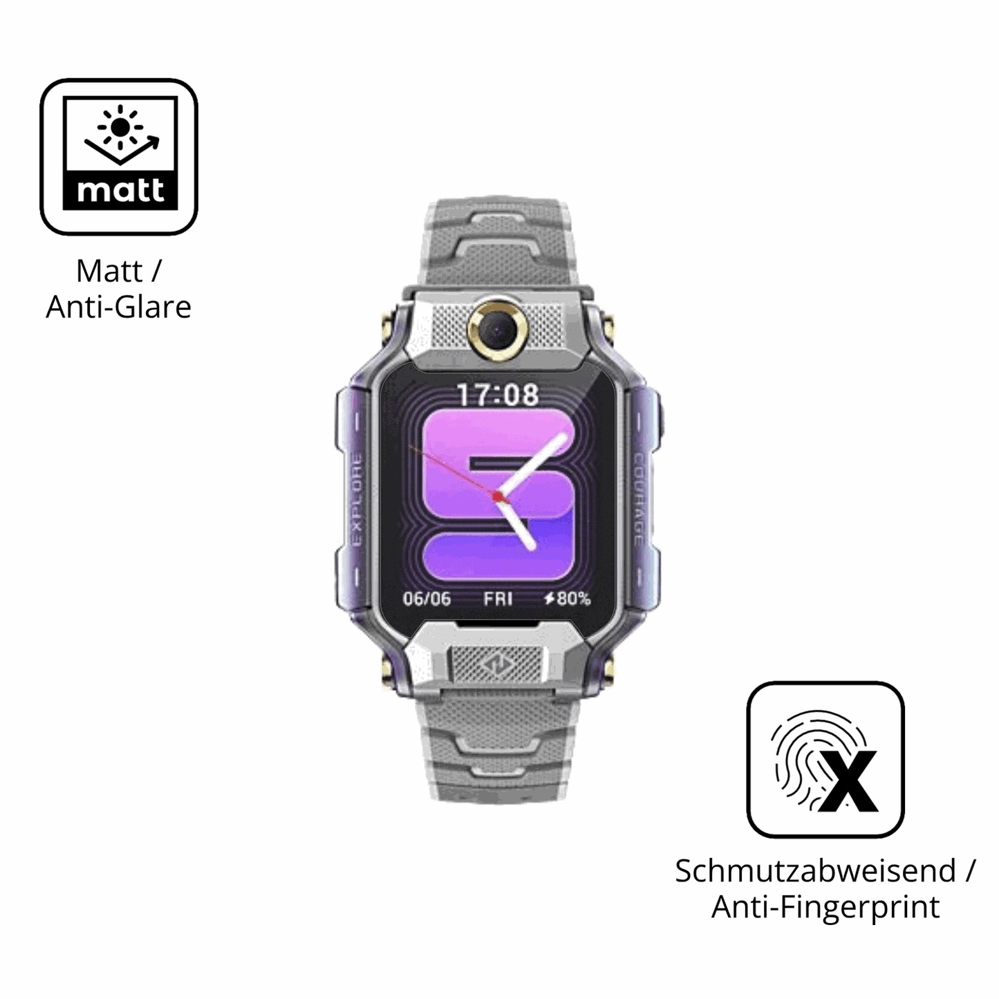 Dünne und entspiegelnde Folie passend zugeschnitten für imoo Watch X10