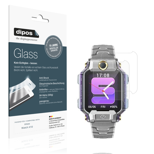 Matte Displayschutzfolie von dipos passend für imoo Watch X10, 9H kratzfest und blasenfrei montiert