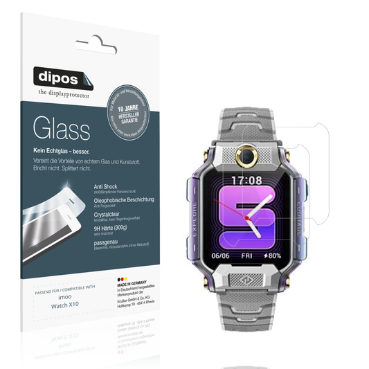 Klare Displayschutzfolie von dipos passend für imoo Watch X10, 9H kratzfest und blasenfrei montiert