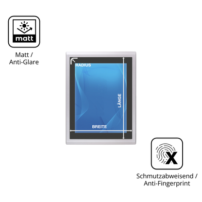 Entspiegelte Schutzfolie auf Tablet-Display