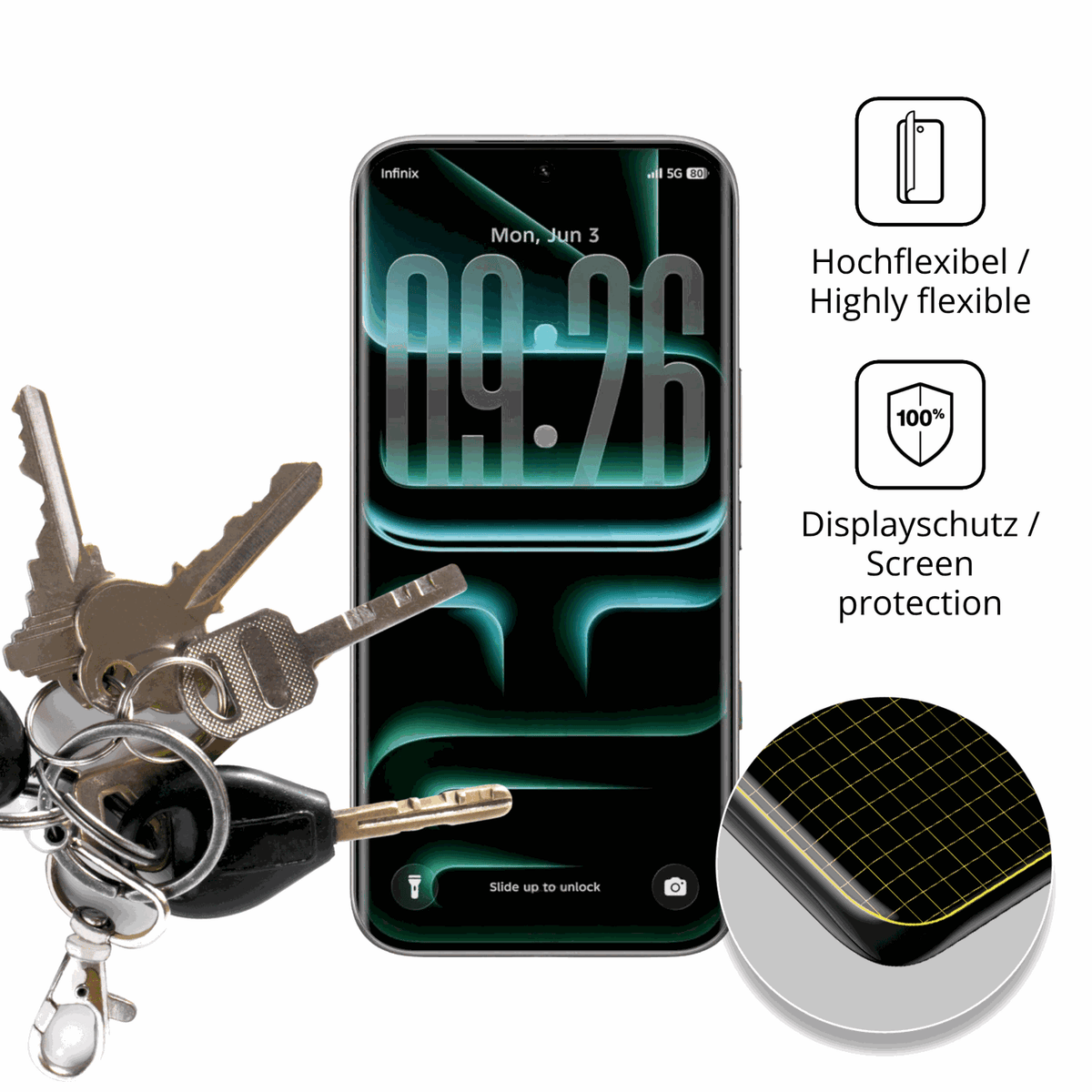dipos Displayschutz f�r Infinix Note Edge, transparente Oberfl�che, geringe Dicke und perfekte Passform