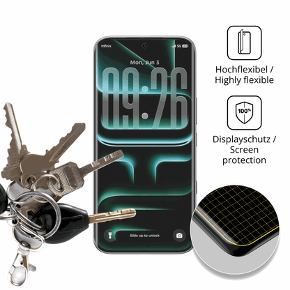 dipos Displayschutz f�r Infinix Note Edge, transparente Oberfl�che, perfekte Passform auch f�r die Rundungen