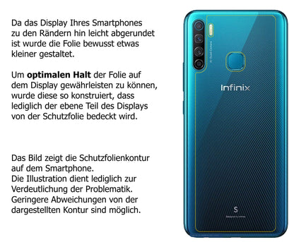 dipos Displayschutz für Infinix S5 Rückseite, mattierte Oberfläche, robuste Festigkeit und perfekte Passform