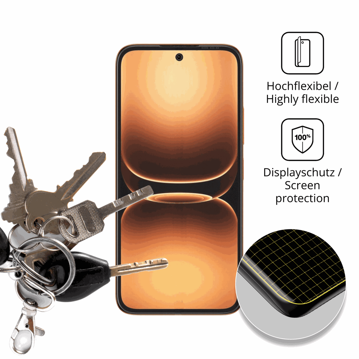 dipos Displayschutz für Infinix Smart 20, transparente Oberfläche, perfekte Passform auch für die Rundungen