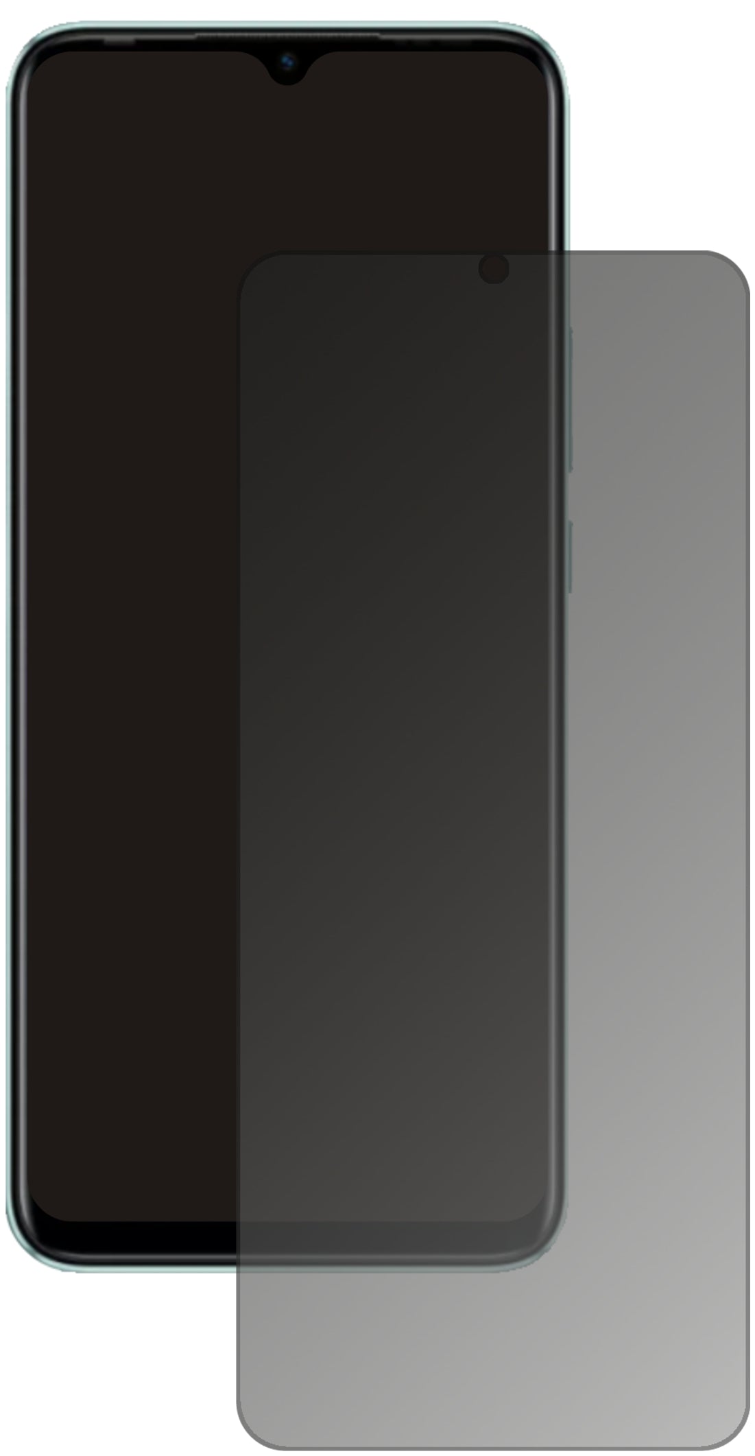 InfinixHot 10 Play mit aufgebrachtem dipos Displayschutz, der seitliche Einblicke blockiert