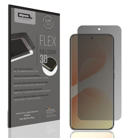 Blickschutzfolie von dipos passend für infinixhot 60 pro plus, 100% Displayabdeckung und blasenfreie Montage