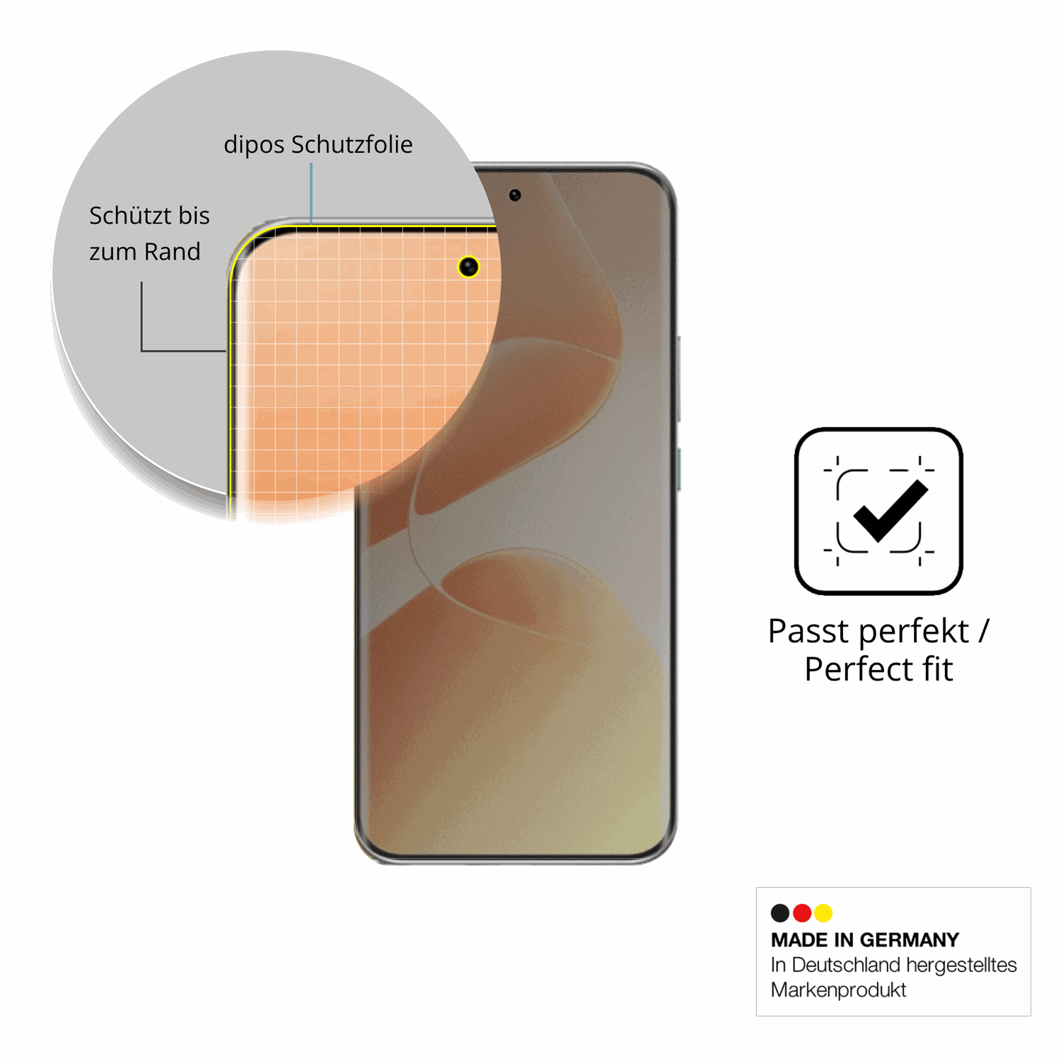 Schutz gegen Kratzer auf dem infinixhot 60 pro plus Glas durch Schlüssel, Stöße gegen die Tischkante oder Stürze