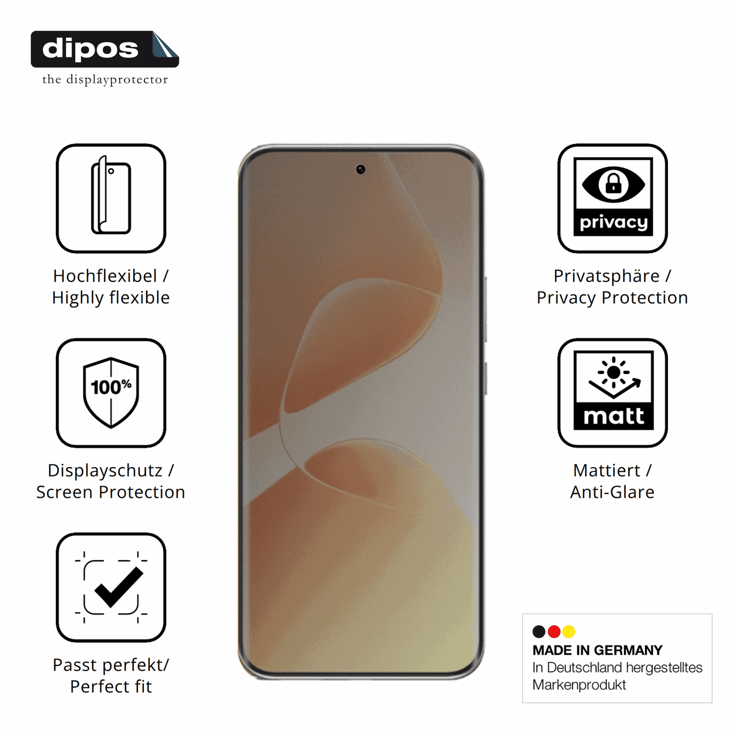 Flexible TPU-Folie passend zugeschnitten für infinixhot 60 pro plus, mit Privatsphäre-Schutz durch Sichtschutz-Folie