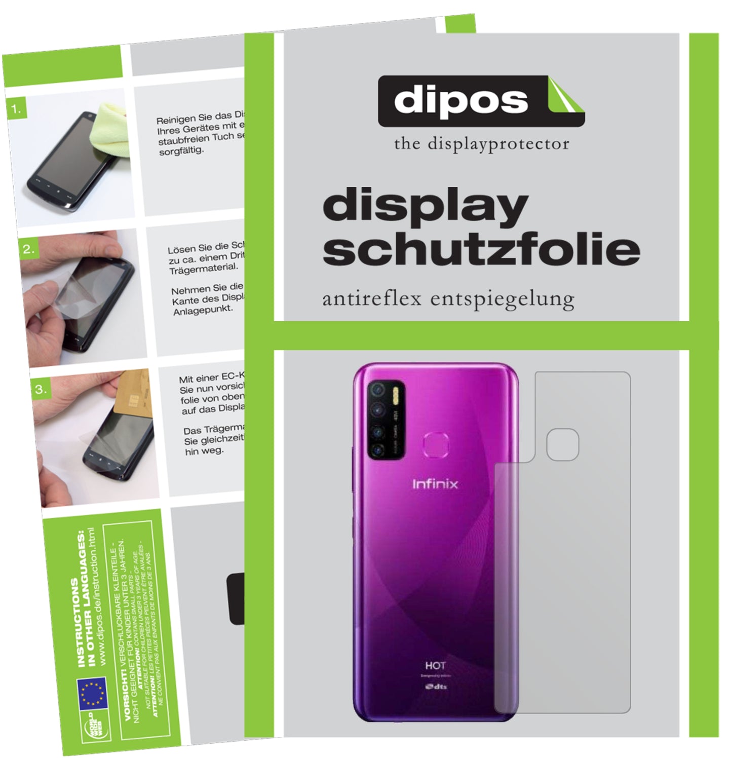 Mattes Panzerglas: Entspiegelte, dünne Folie, Fingerabdruckresistenz und Bildschirmschutz für Infinix-Hot 9 Rückseite