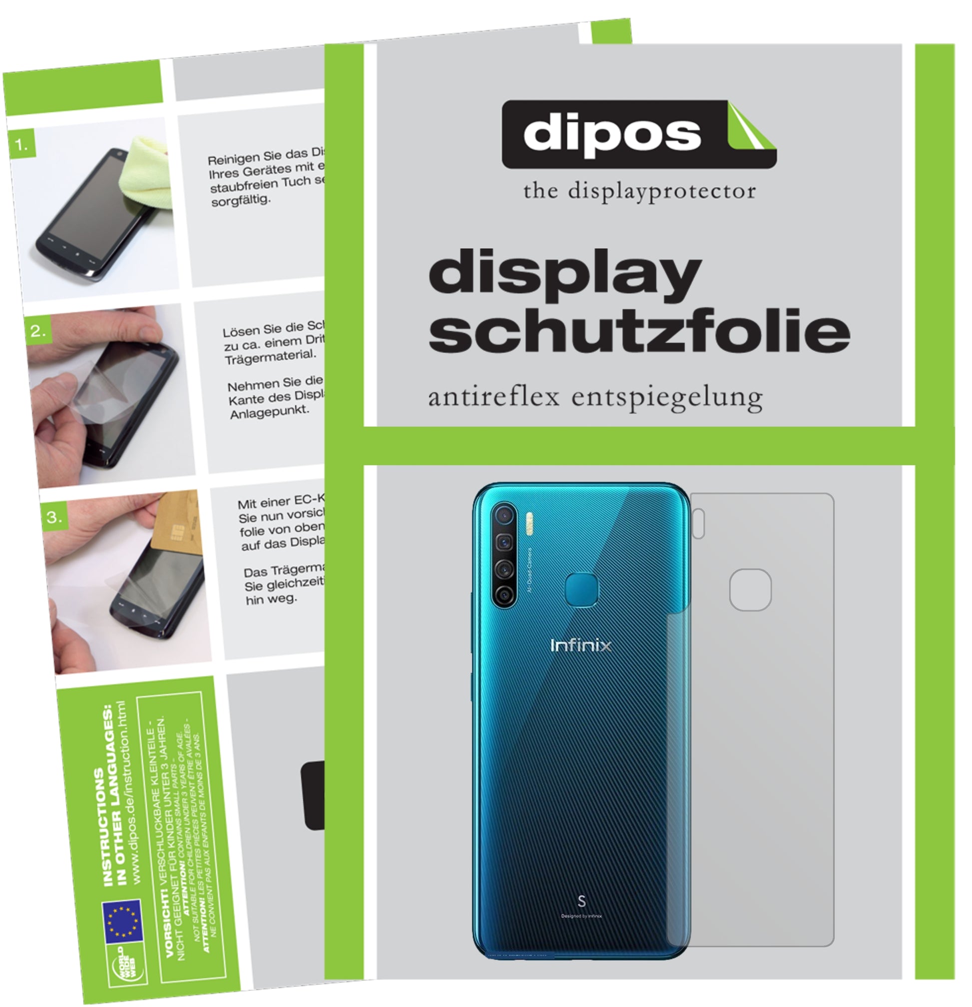 Mattes Panzerglas: Entspiegelte, dünne Folie, Fingerabdruckresistenz und Bildschirmschutz für Infinix-S5 Rückseite