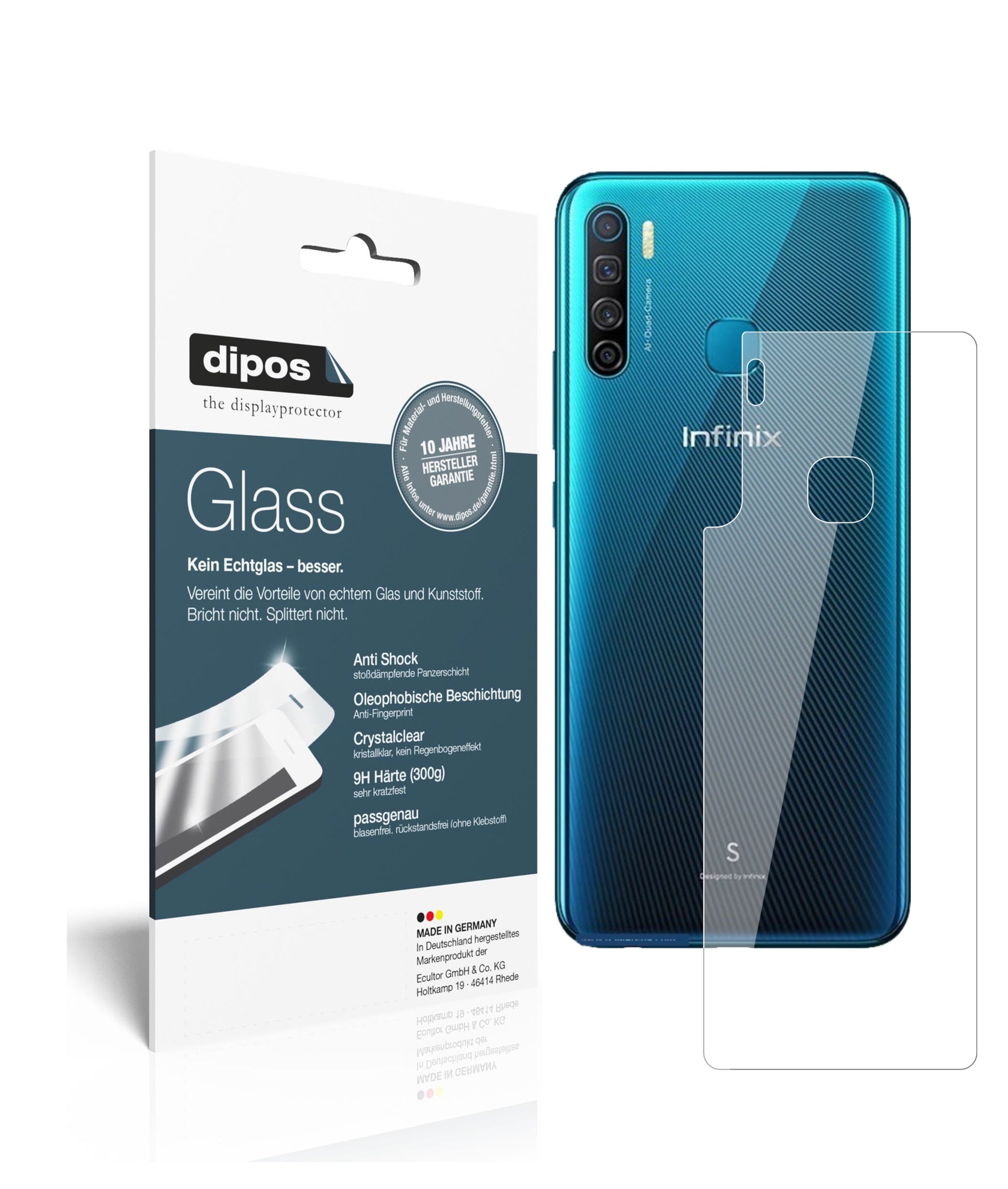 Perfekte Passform und ultimative Qualität: Unser 9H Panzerglas bietet Schutz für Infinix-S5 Rückseite