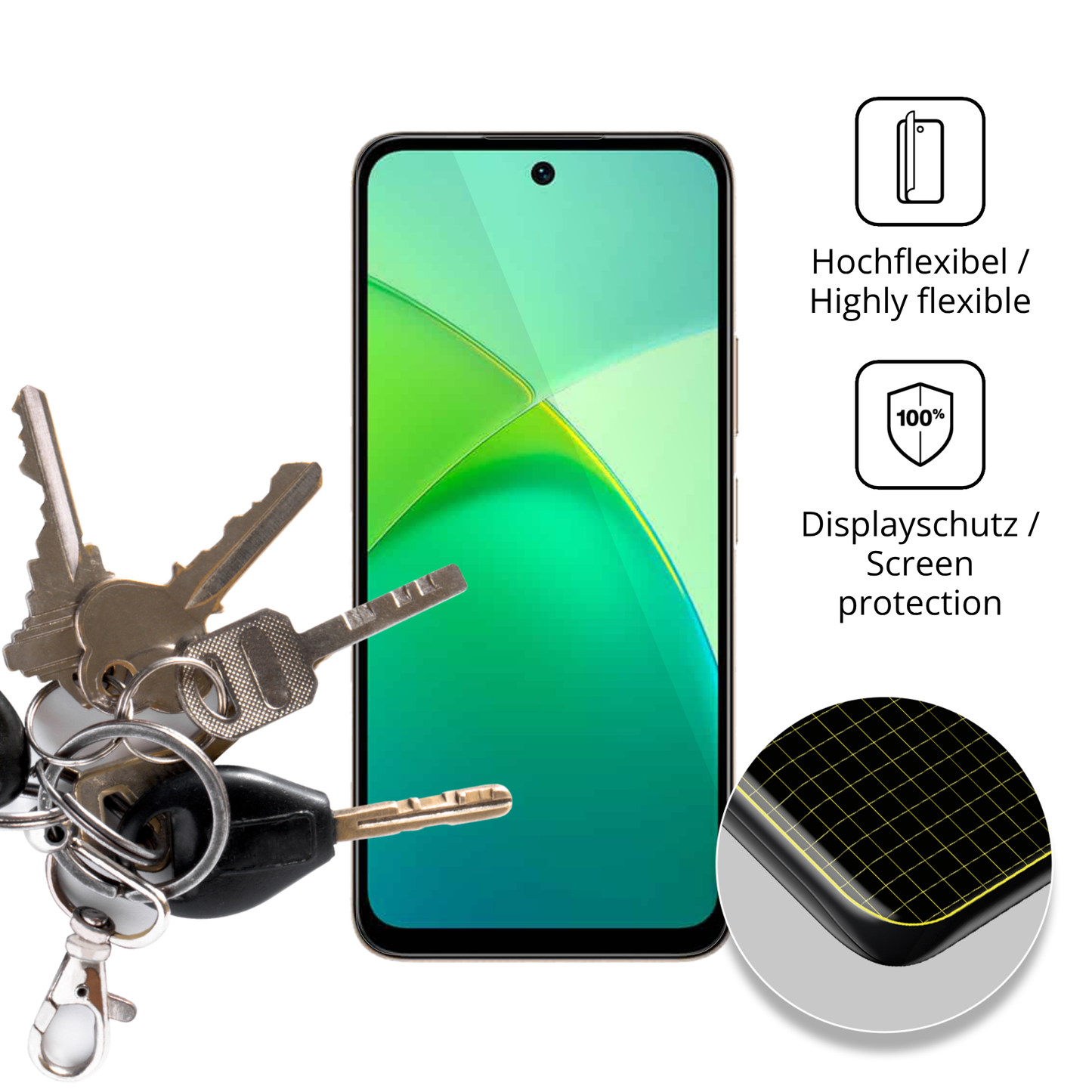 2x 3D Full Cover Schutzfolie für Infinix Smart 10