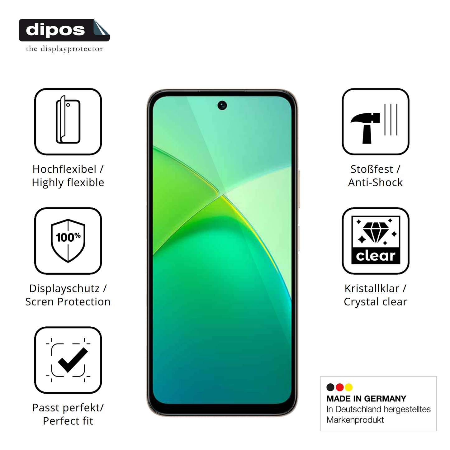 2x 3D Full Cover Schutzfolie für Infinix Smart 10