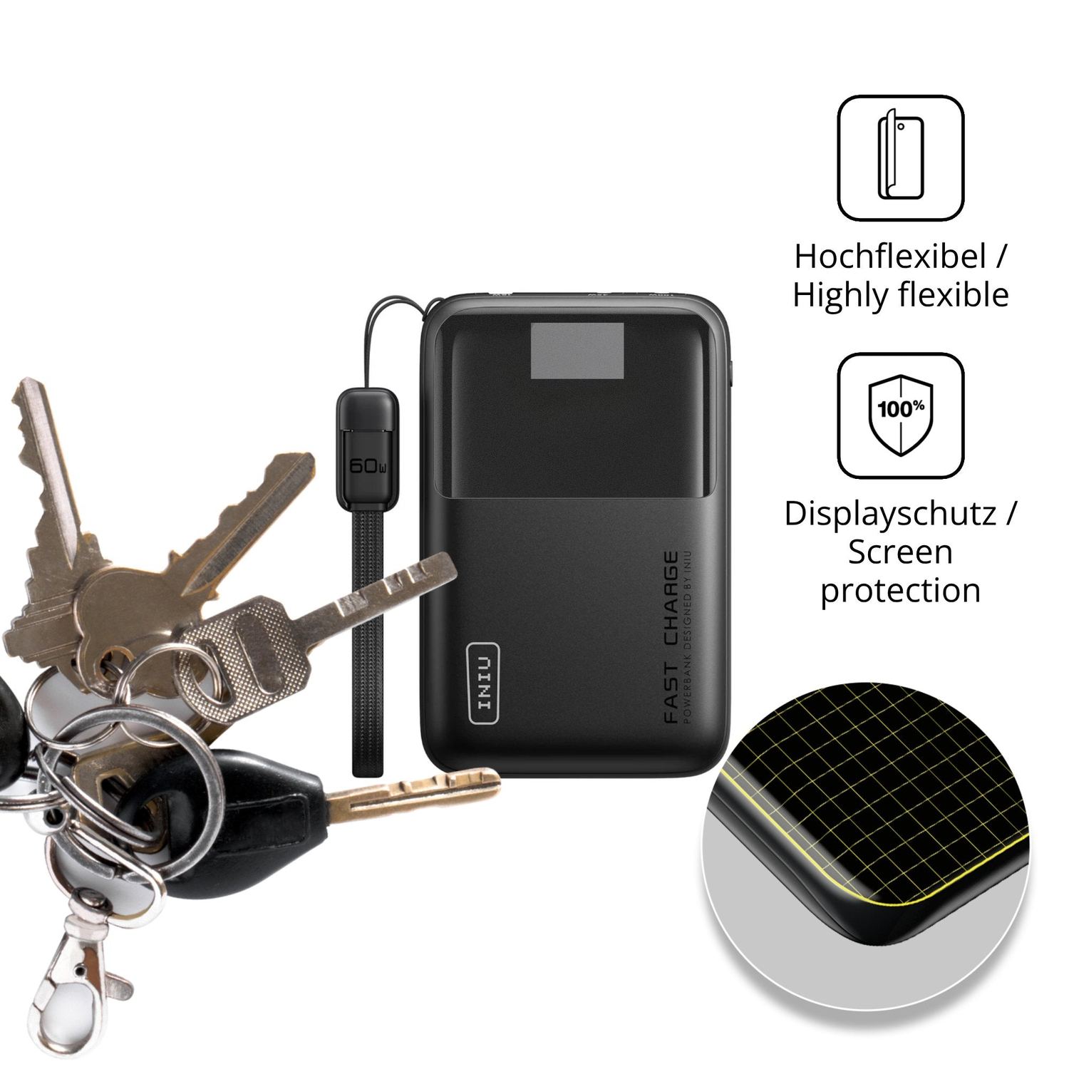 dipos Displayschutz für INIU Cougar P63-E1, mit Blickschutzfilter und perfekter Passform auch für die Rundungen