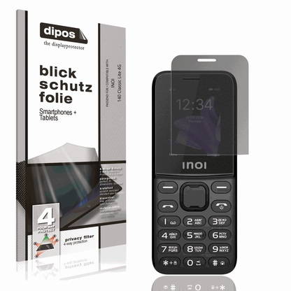 Blickschutzfolie von dipos passend für INOI 140 Classic Lite 4G, präziser Zuschnitt und blasenfrei montiert
