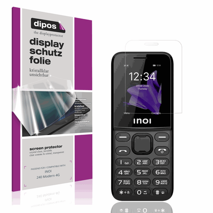 Klare Displayschutzfolie von dipos passend für INOI 240 Modern 4G, präziser Zuschnitt und blasenfrei montiert