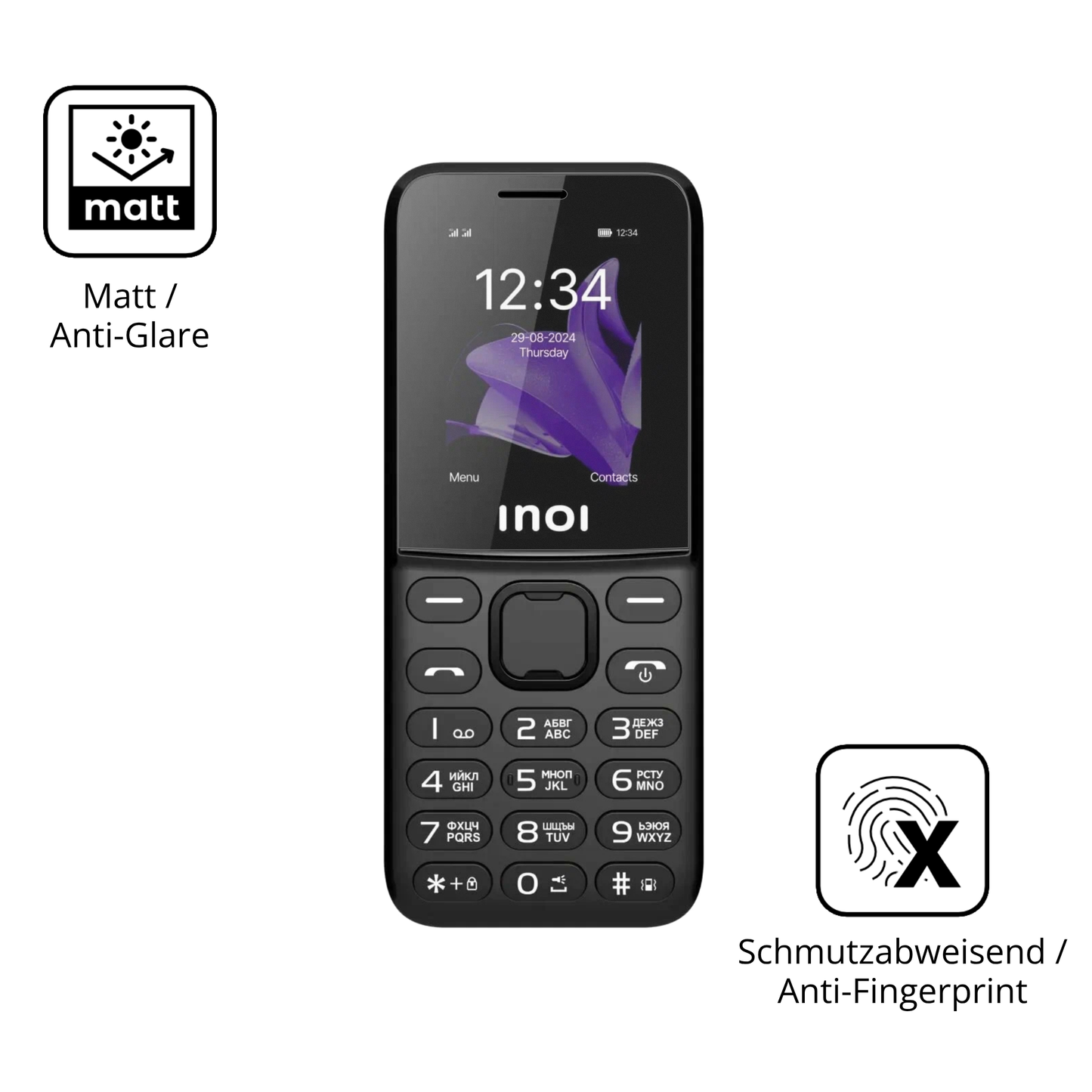 Dünne und entspiegelnde Folie passend zugeschnitten für INOI 240 Modern 4G