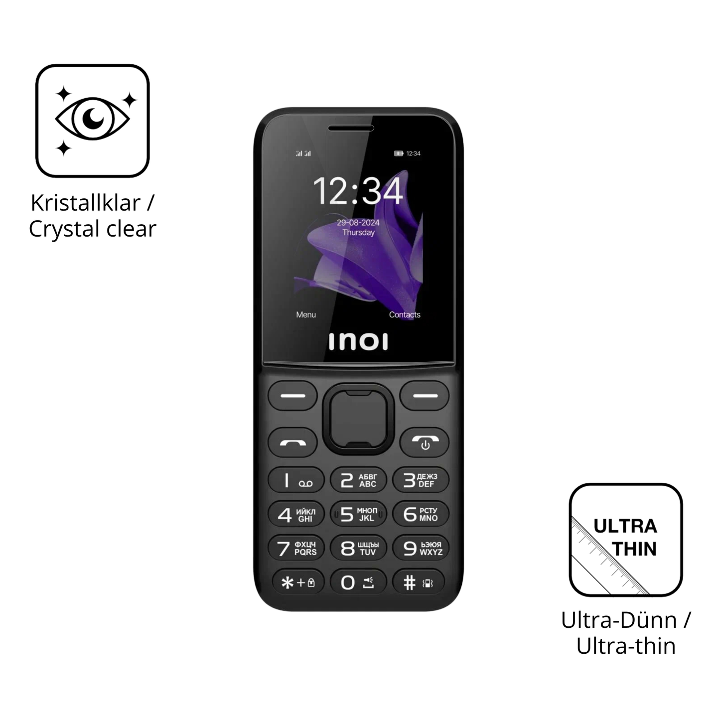 Dünne und klare Folie passend zugeschnitten für INOI 244 Modern Plus 4G