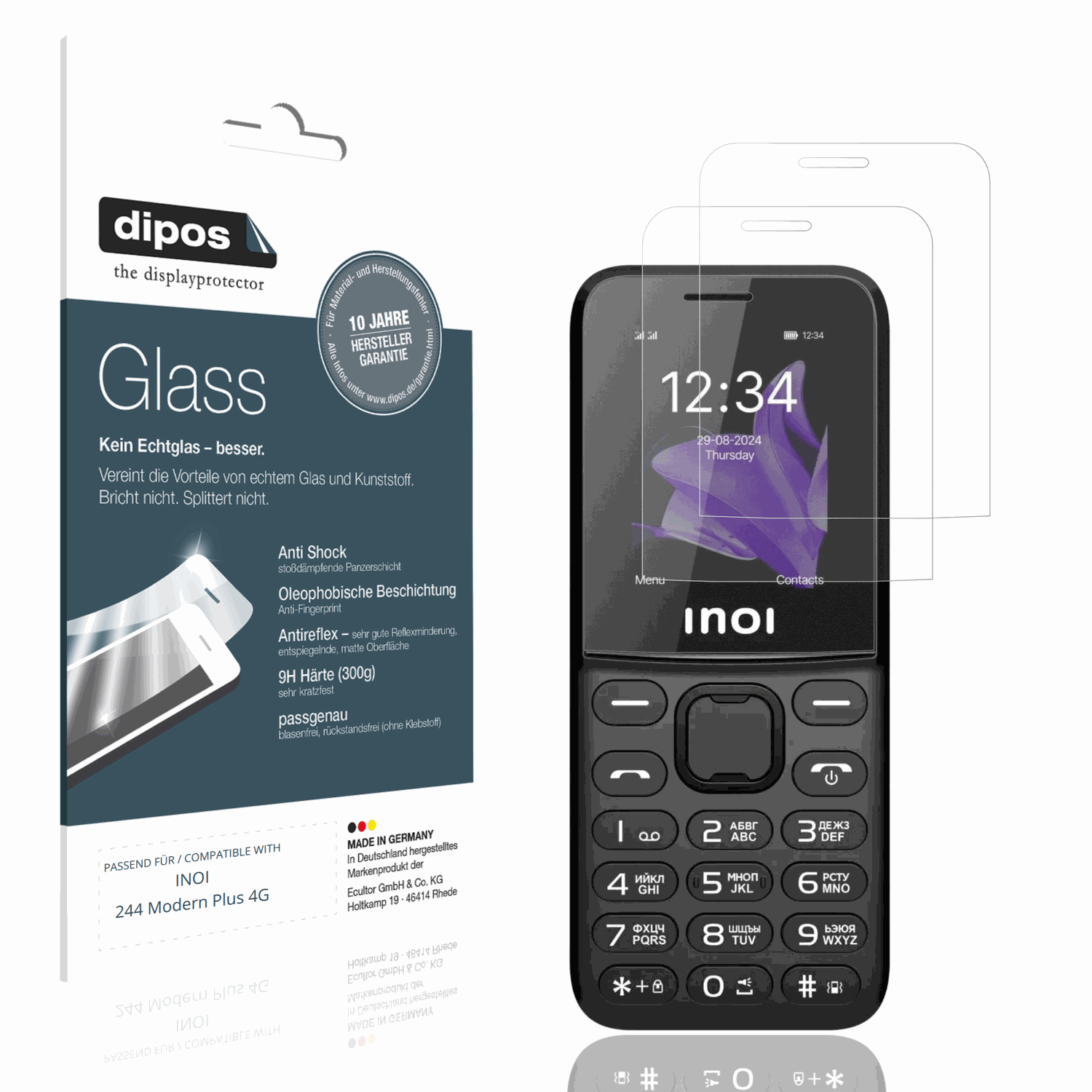 Matte Displayschutzfolie von dipos passend für INOI 244 Modern Plus 4G, 9H kratzfest und blasenfrei montiert