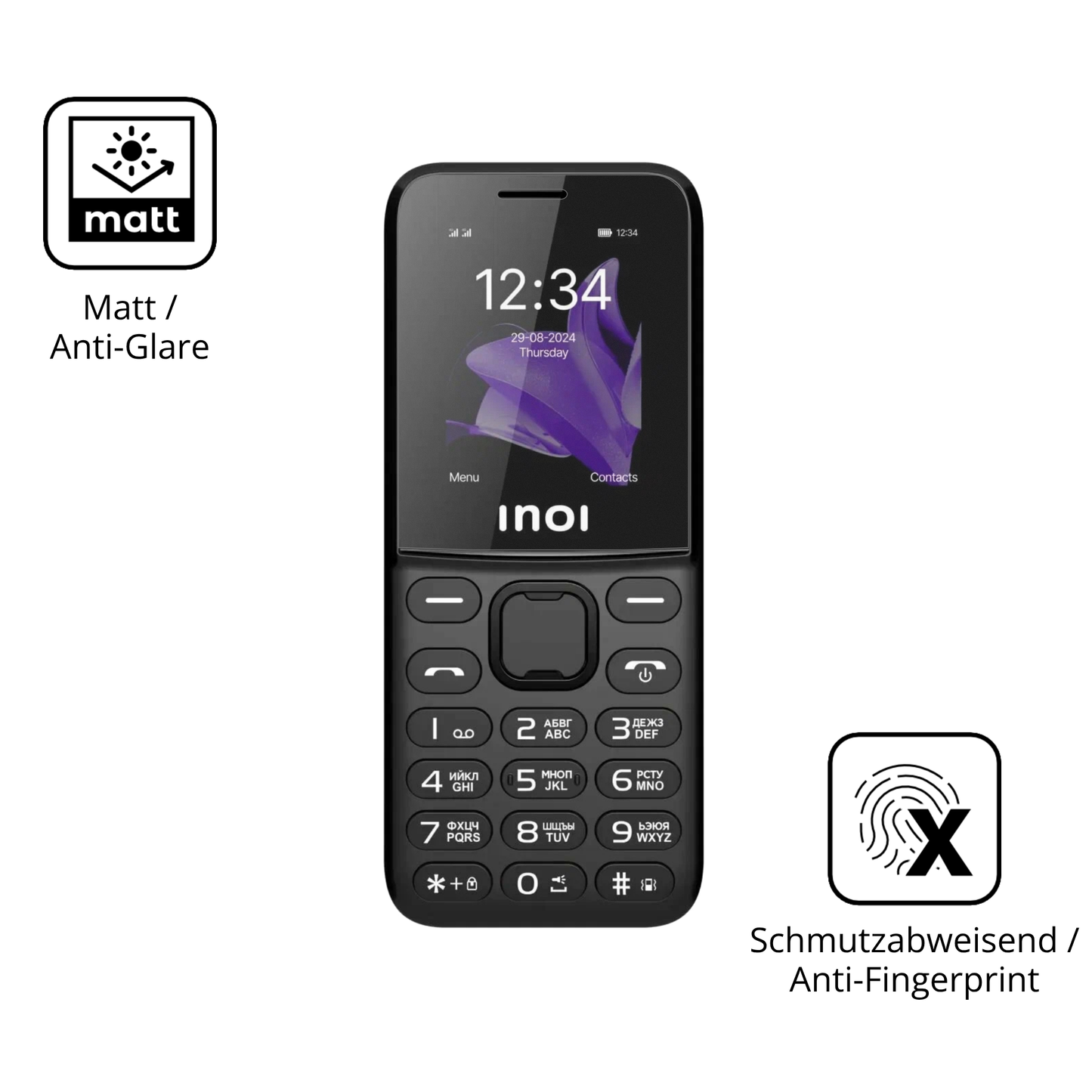 9H Hartbeschichtete, flexible Folie passend zugeschnitten für INOI 140 Classic Lite 4G