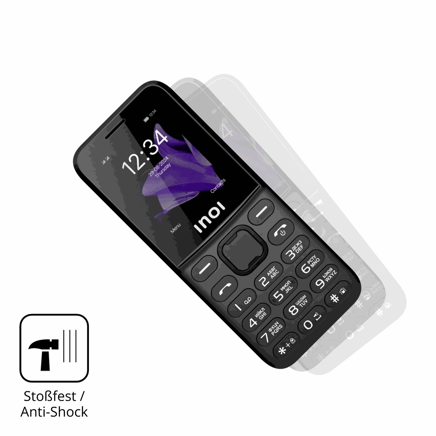 Schutz gegen Kratzer auf dem INOI 140 Classic Lite 4G Glas durch Schlüssel, Stöße gegen die Tischkante oder Stürze