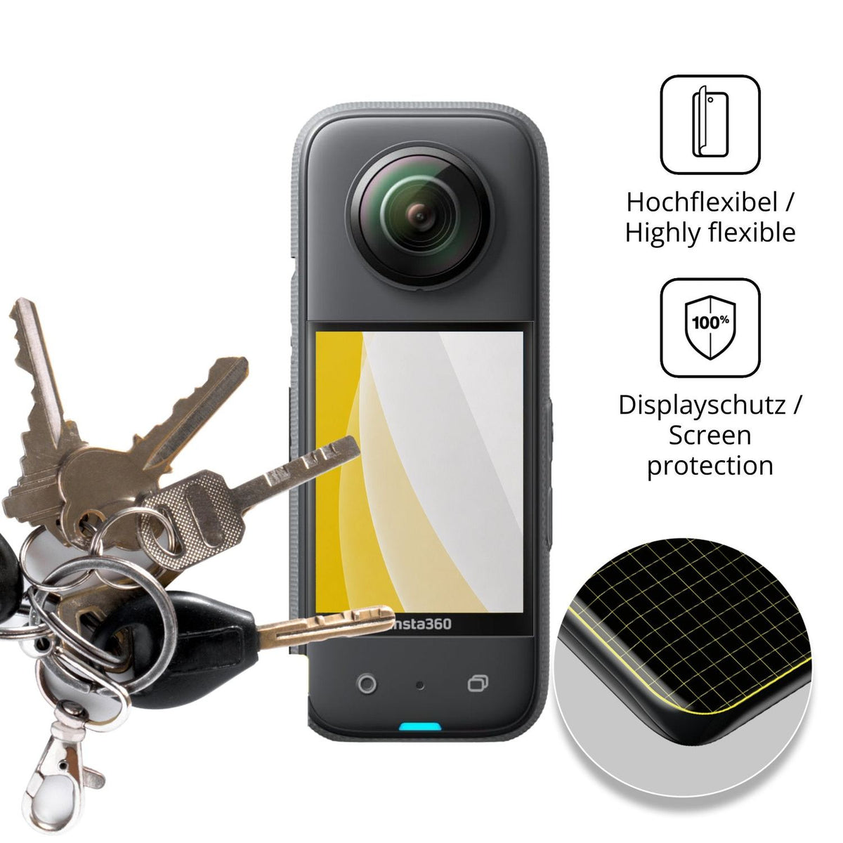 dipos Displayschutz für Insta360 X3, transparente Oberfläche, geringe Dicke und perfekte Passform