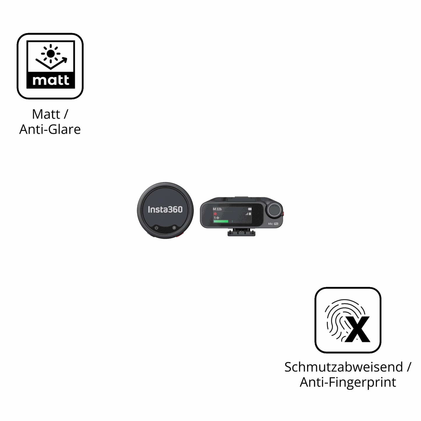 4x Screen Protector for Insta360 Mic Pro TX + RX Protection Anti Glare dipos