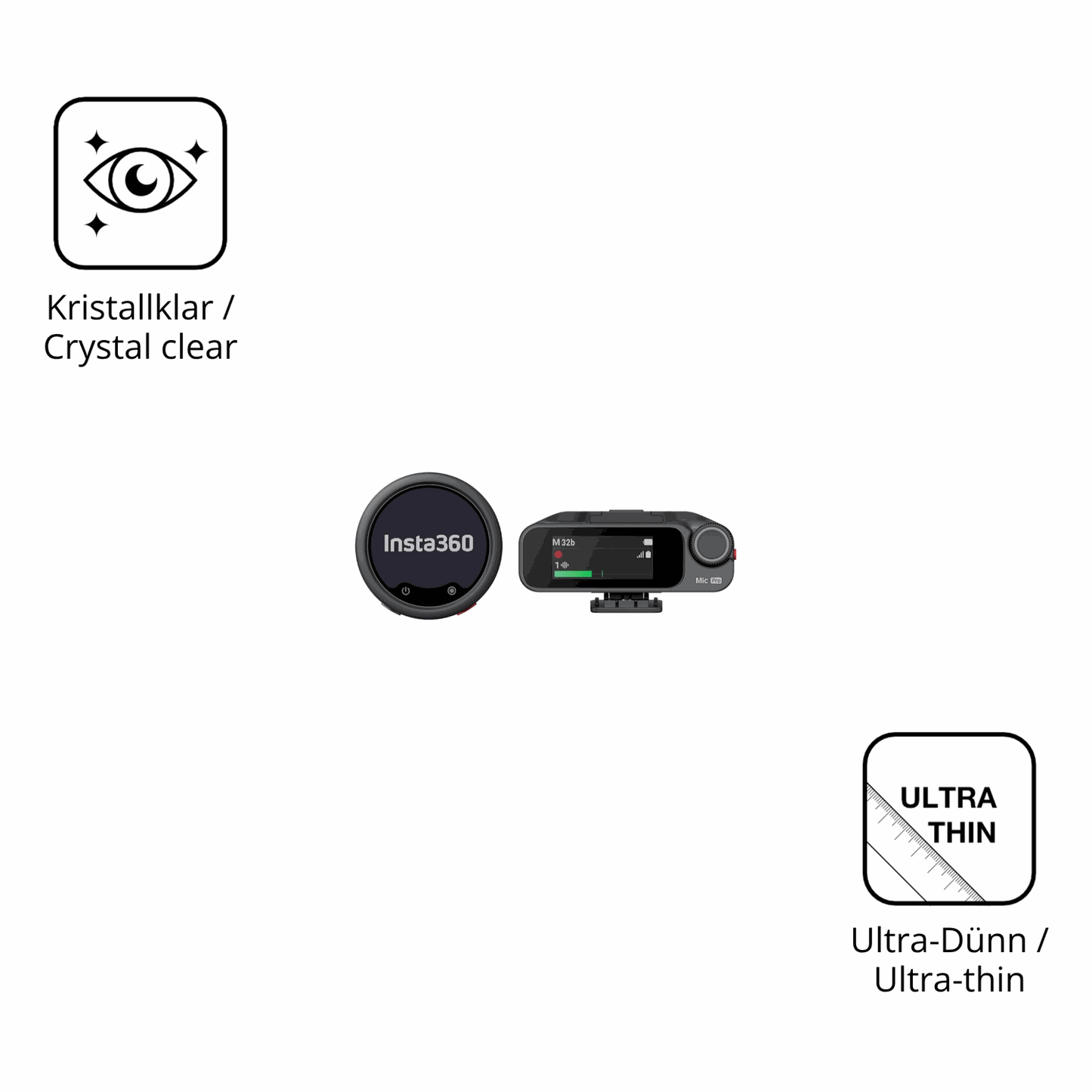 4x Screen Protector for Insta360 Mic Pro TX + RX Protection Crystal Clear dipos