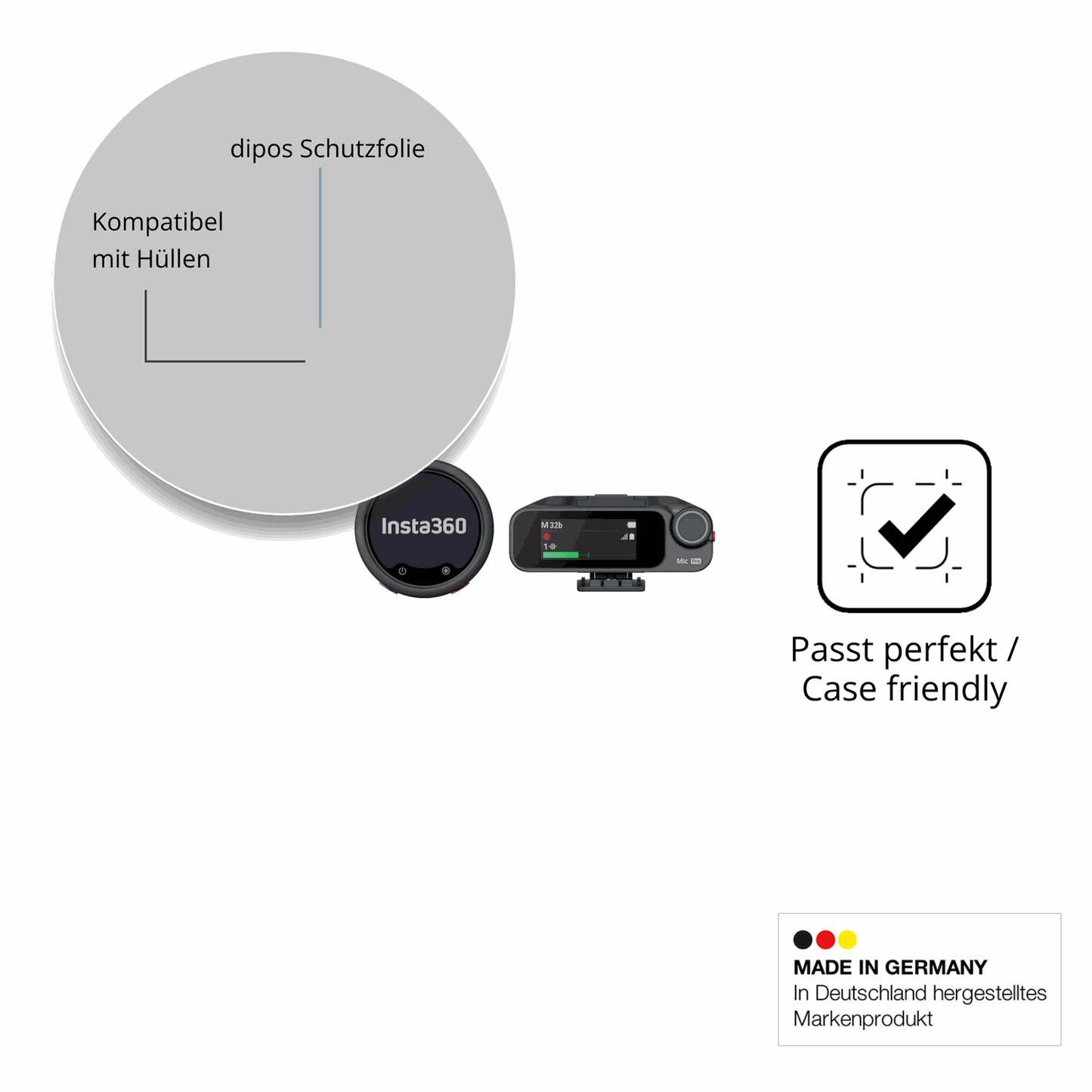 4x Screen Protector for Insta360 Mic Pro TX + RX Protection Crystal Clear dipos