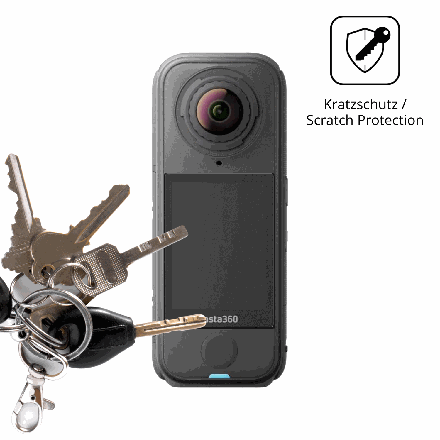 Schutz gegen Kratzer auf dem insta360x4 air Glas durch Schlüssel oder Ähnliches