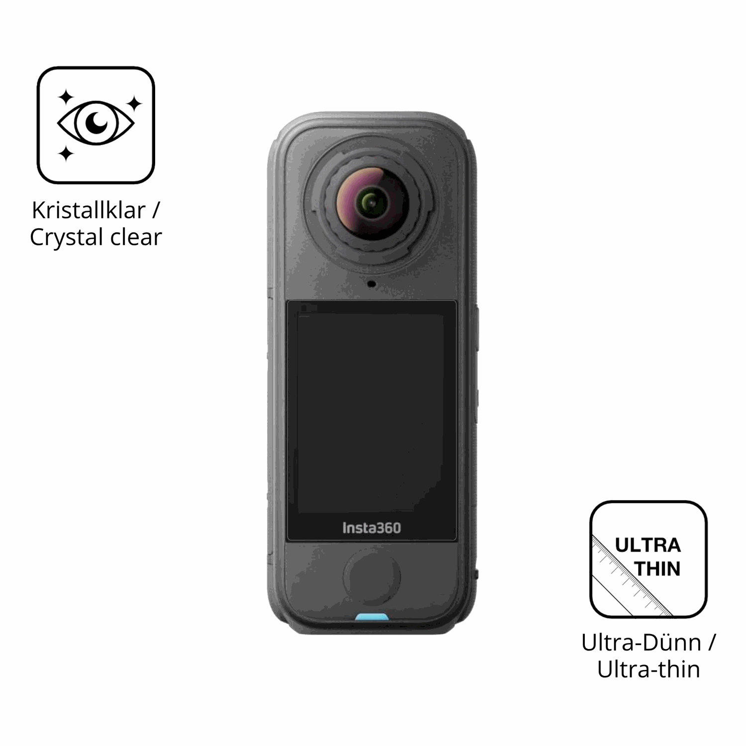 Dünne und klare Folie passend zugeschnitten für insta360x4 air