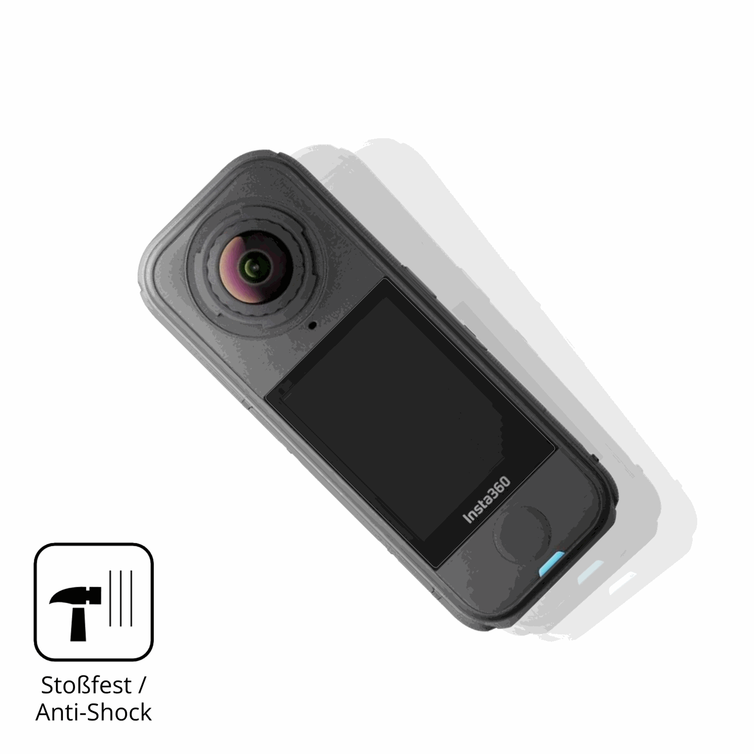 Schutz gegen Kratzer auf dem insta360x4 air Glas durch Schlüssel, Stöße gegen die Tischkante oder Stürze