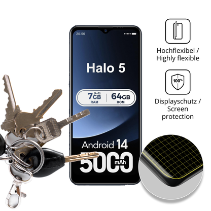 dipos Displayschutz für invens Halo 5, transparente Oberfläche, geringe Dicke und perfekte Passform