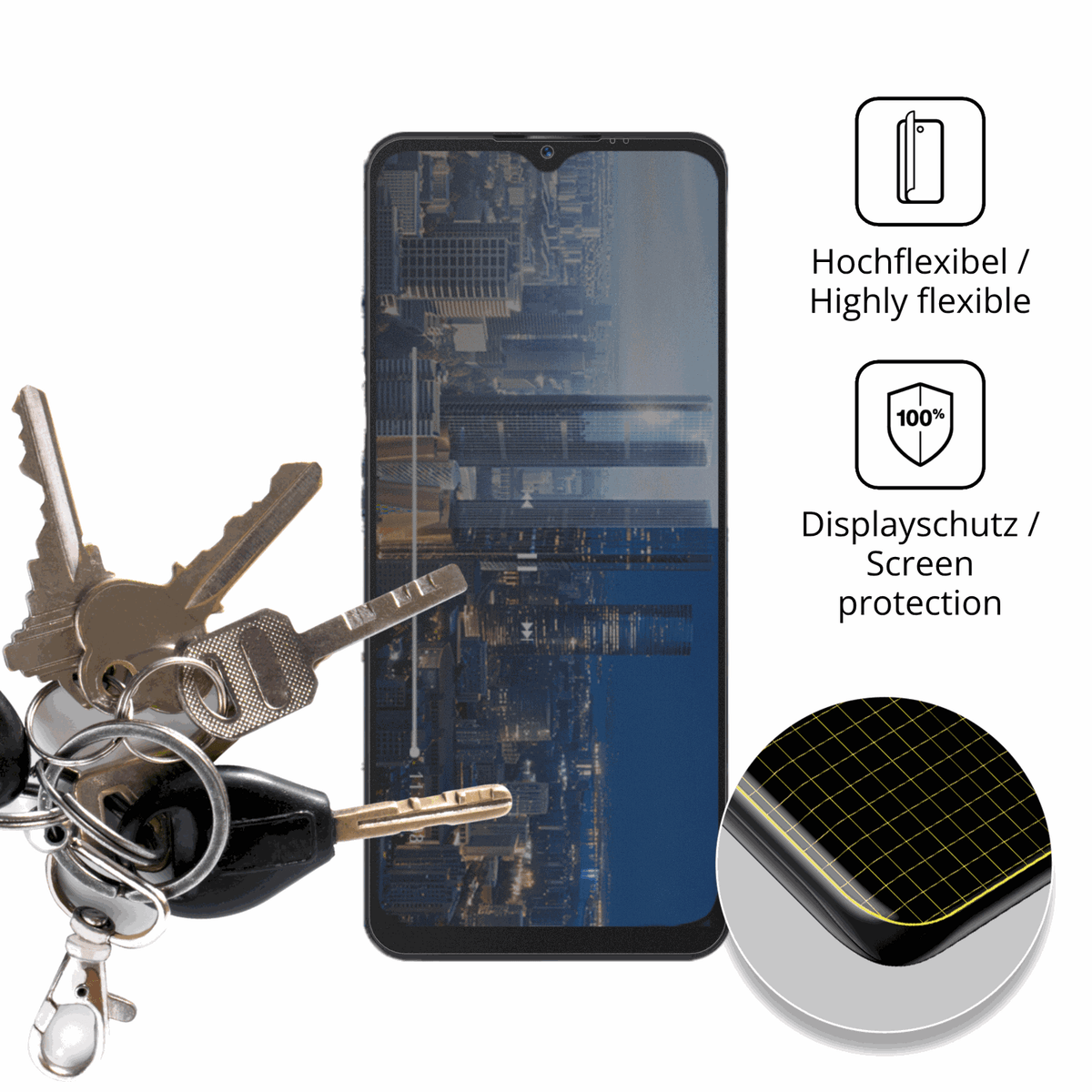 dipos Displayschutz für invens Note 12P, mit Blickschutzfilter und perfekter Passform auch für die Rundungen