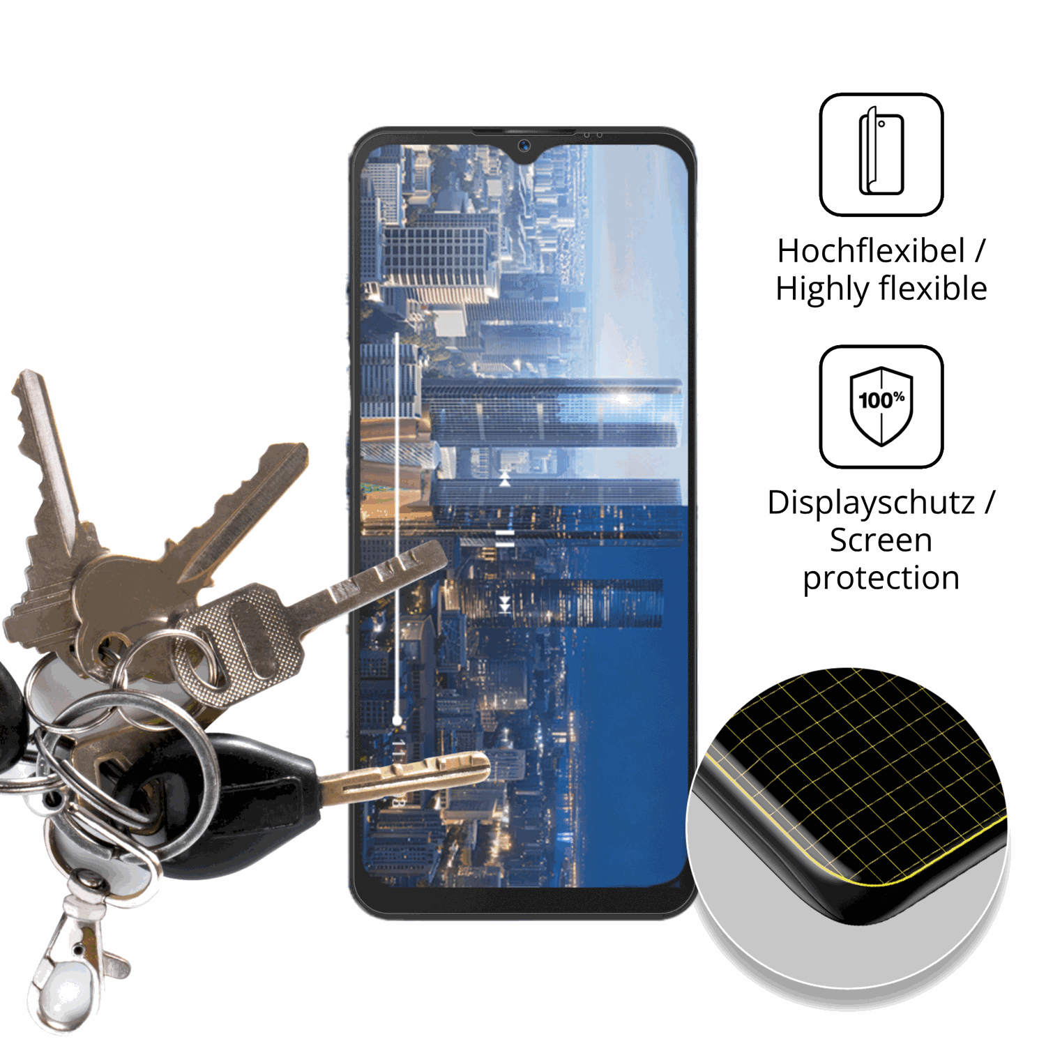 dipos Displayschutz für invens Note 12P, transparente Oberfläche, perfekte Passform auch für die Rundungen