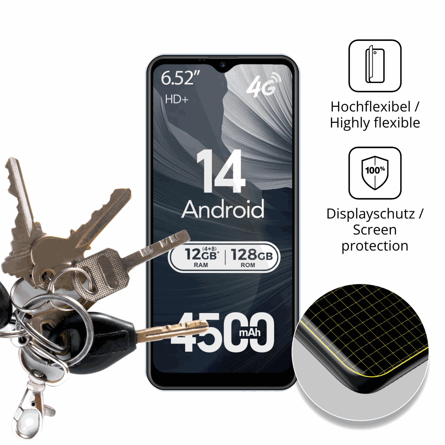 dipos Displayschutz für invens Note TK02, transparente Oberfläche, geringe Dicke und perfekte Passform