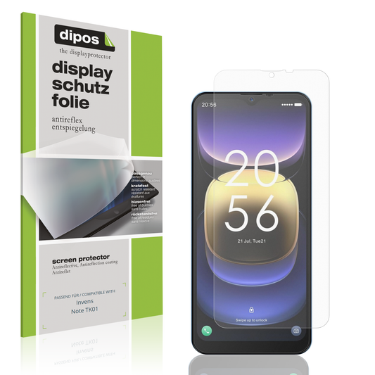 Matte Displayschutzfolie von dipos passend für Invens Note TK01, präziser Zuschnitt und blasenfrei montiert
