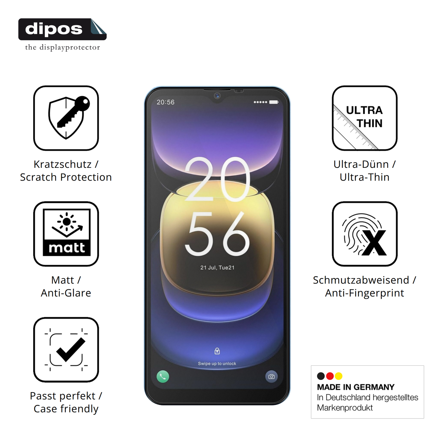 Displayschutz hergestellt in Deutschland, höchste Qualität made in Germany