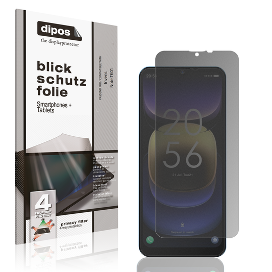 Blickschutzfolie von dipos passend für Invens Note TK01, präziser Zuschnitt und blasenfrei montiert