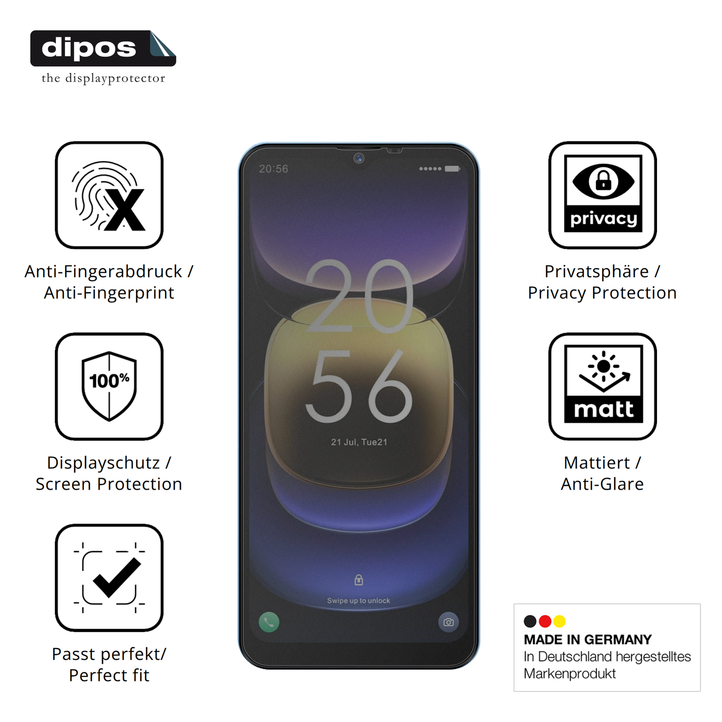 Privatsphäre-Schutz durch Sichtschutz-Folie passend zugeschnitten für Invens Note TK01