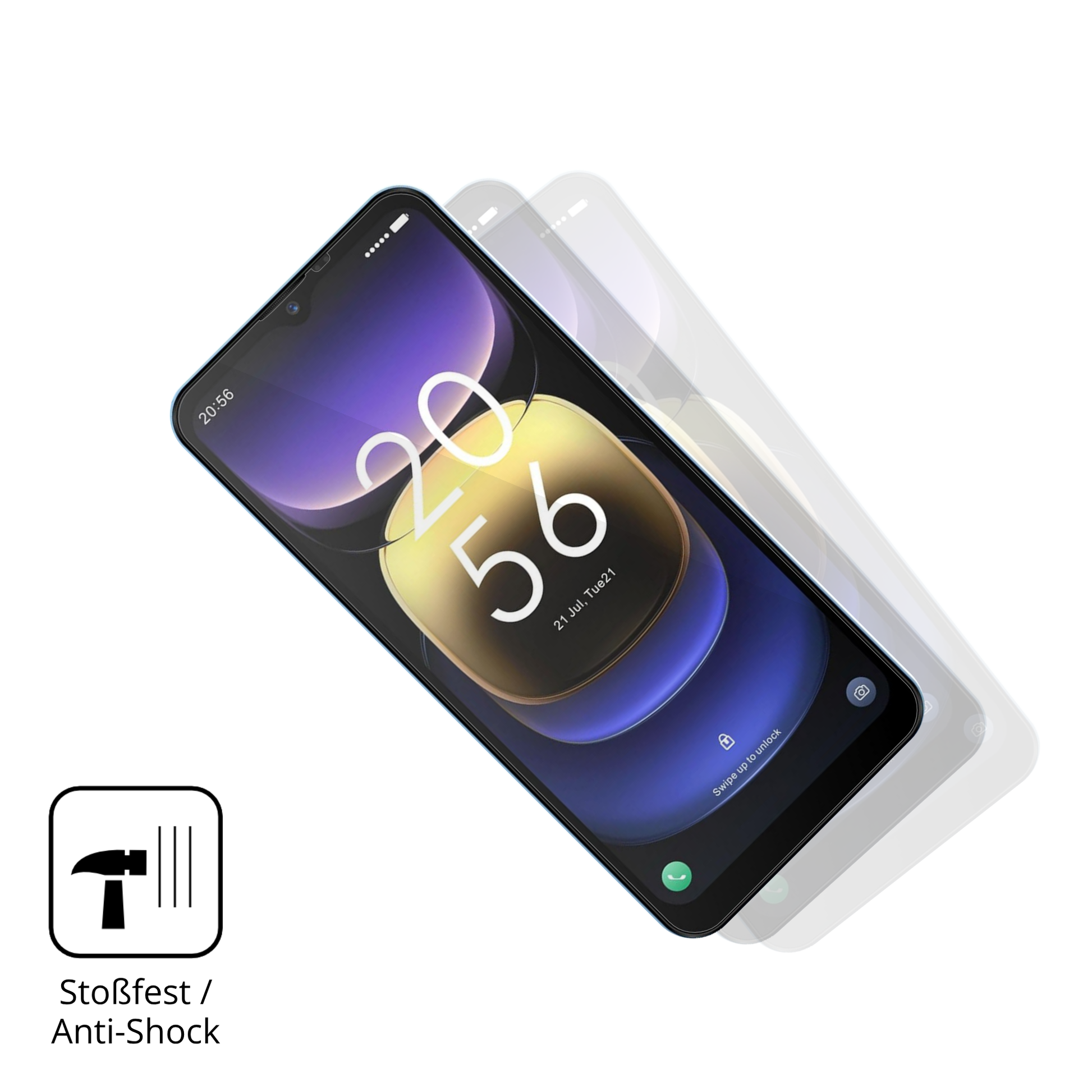 Schutz gegen Kratzer auf dem Invens Note TK01 Glas durch Schlüssel, Stöße gegen die Tischkante oder Stürze