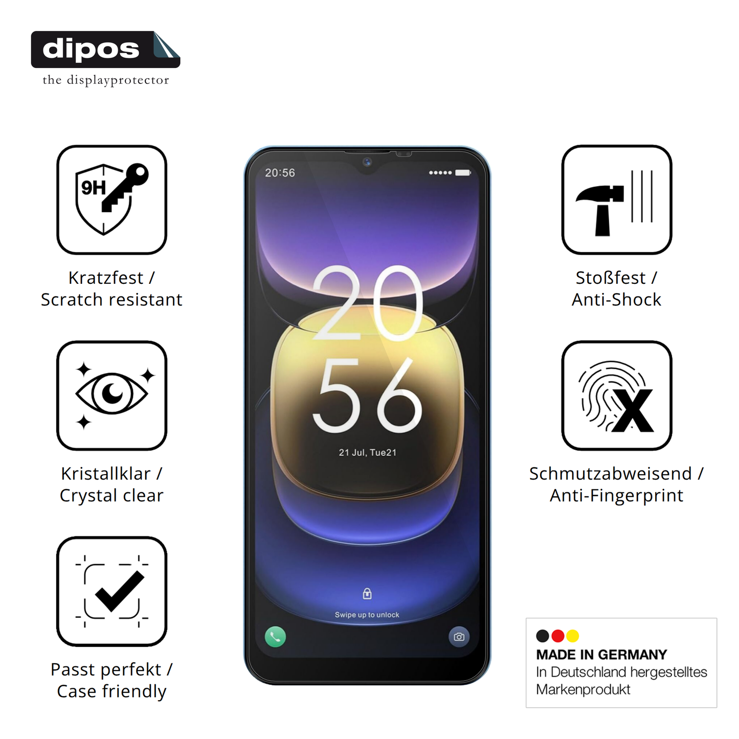 Displayschutz hergestellt in Deutschland, höchste Qualität made in Germany