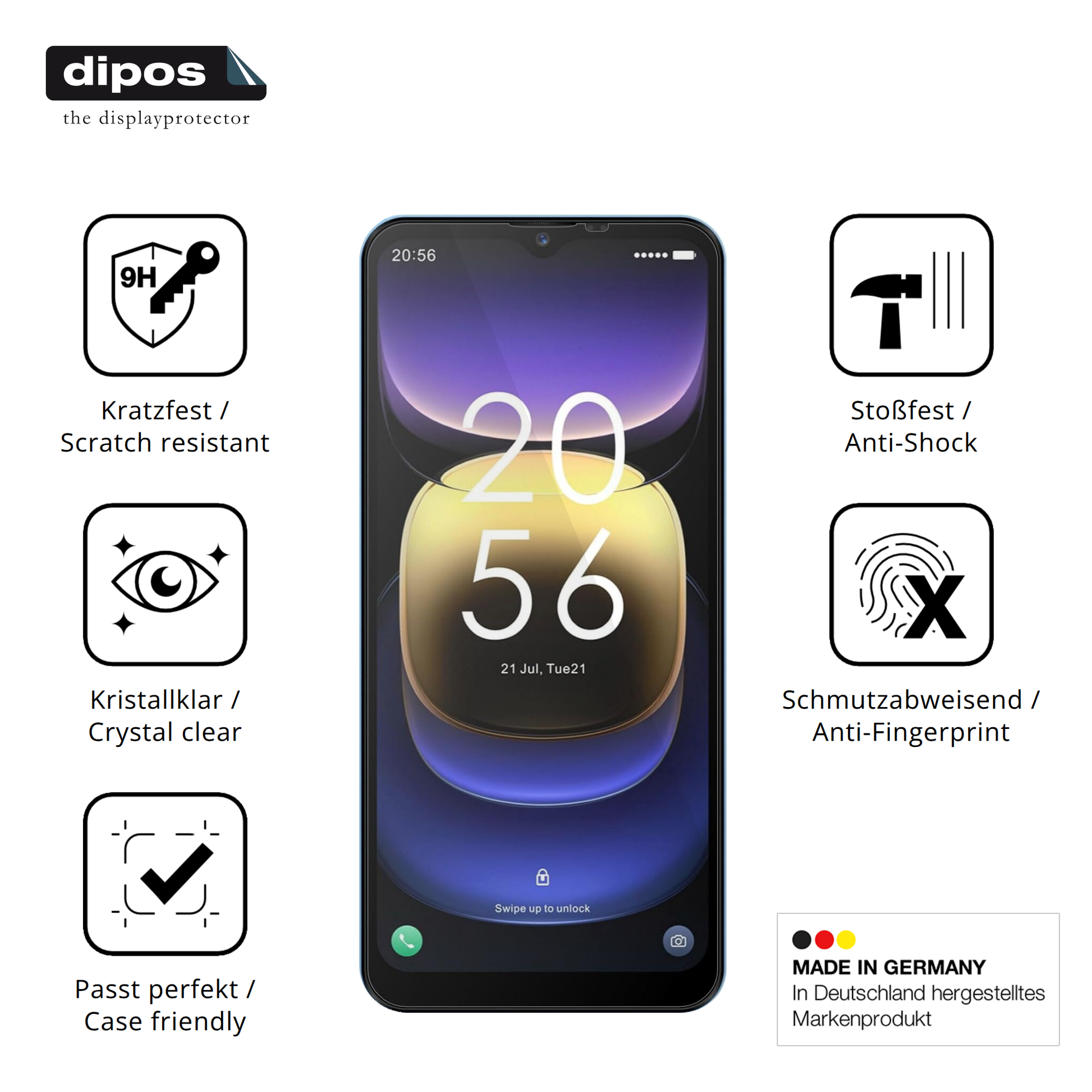 Displayschutz hergestellt in Deutschland, höchste Qualität made in Germany