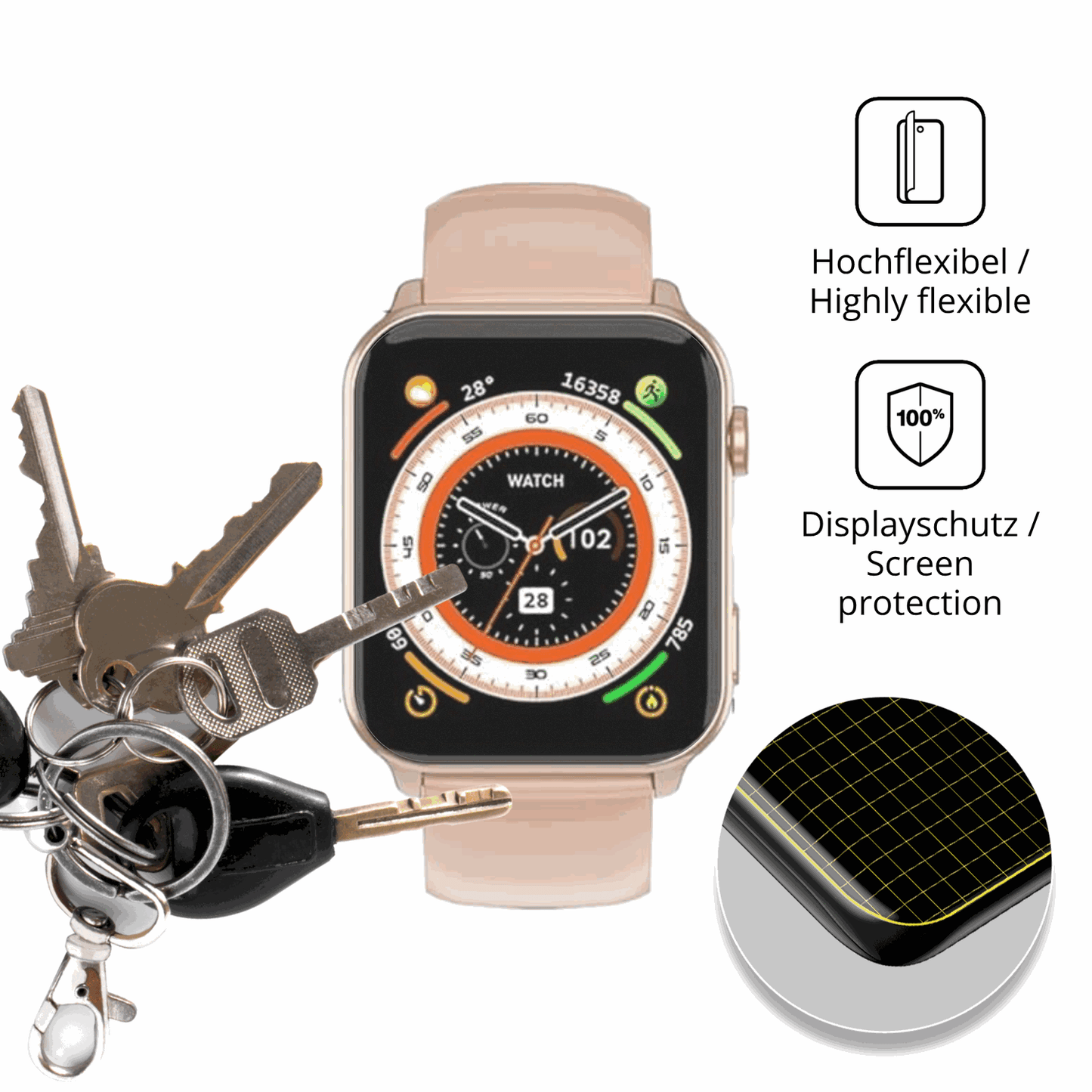 dipos Displayschutz für IOWODO Q9, transparente Oberfläche, perfekte Passform auch für die Rundungen