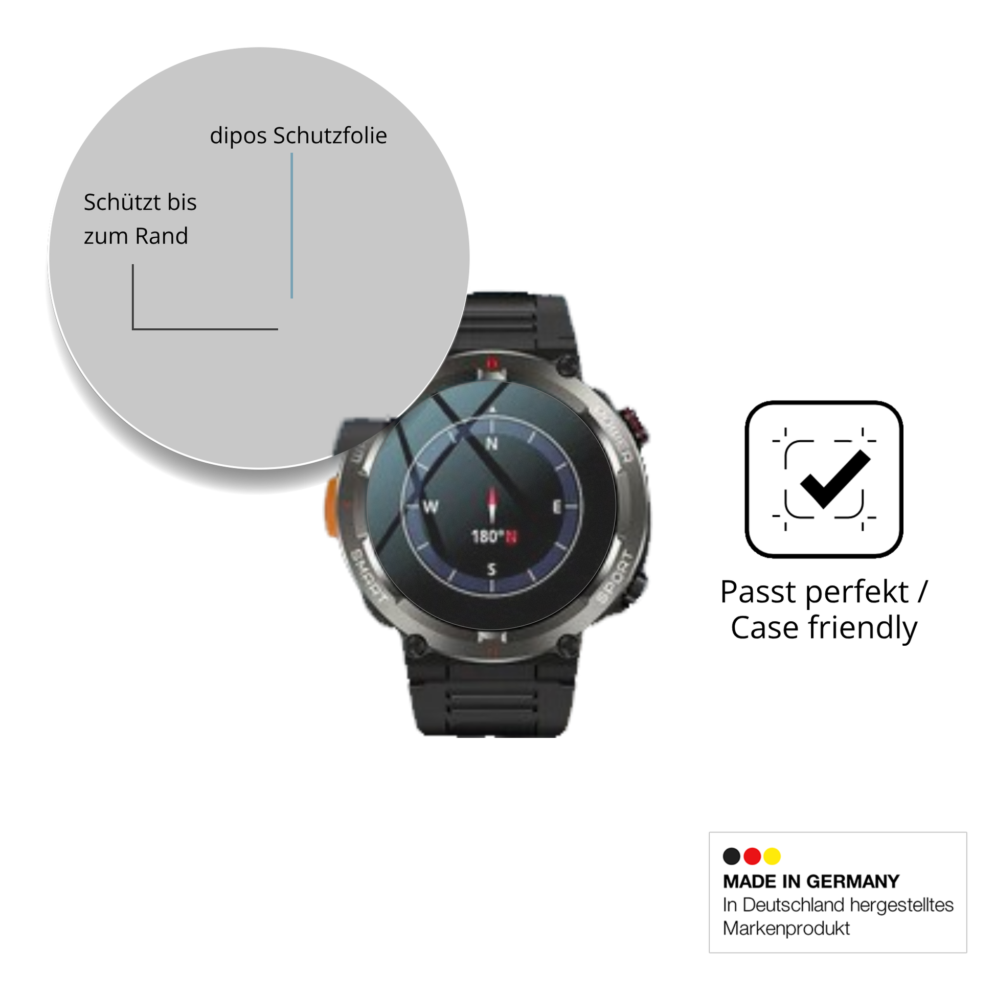 Schutzglasfolie mit optimaler Passform, zur Verwendung mit Hüllen geeignet