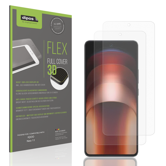 Matte Displayschutzfolie von dipos passend für iqooneo 11, 100% Displayabdeckung und blasenfreie Montage