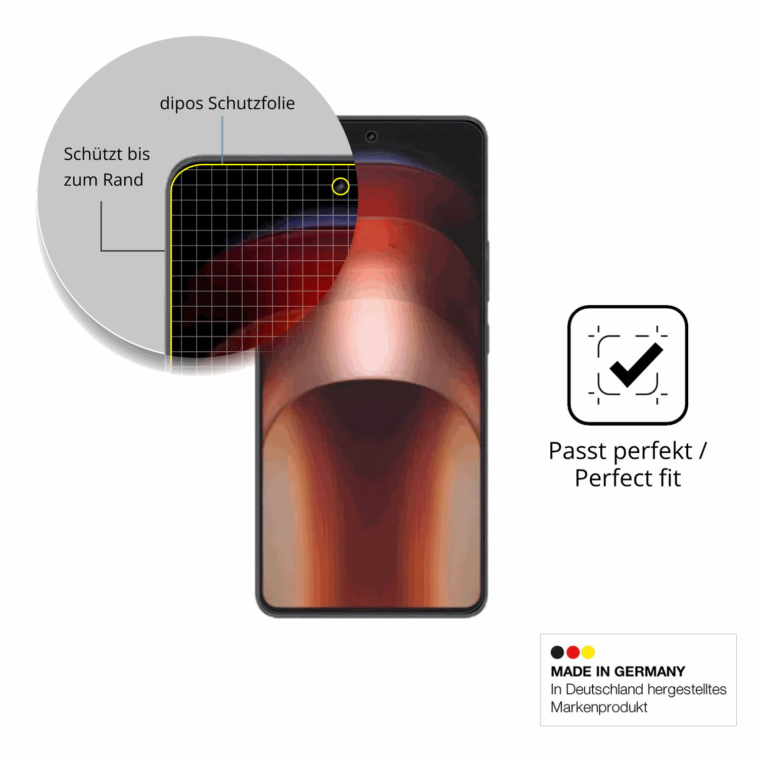 Besonders flexibler Displayschutz mit Anti-Shock-Schicht im Materialmix